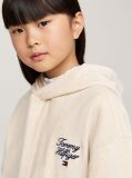 Beige Script Logo Velour Relaxed Hoody  Girls