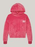 Red Script Logo Velour Relaxed Hoody  Girls