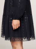Black Metallic Star Mesh Flare Dress  Girls
