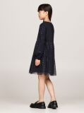 Black Metallic Star Mesh Flare Dress  Girls