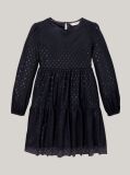 Black Metallic Star Mesh Flare Dress  Girls