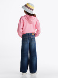 Blue Dark Wash Wide Leg Jeans  Girls