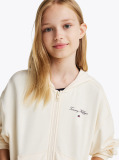 Beige Varsity Relaxed Zip-Thru Hoody  Girls