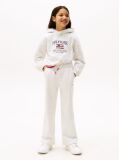 White Logo Embroidery Wide Leg Joggers  Girls