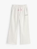 White Logo Embroidery Wide Leg Joggers  Girls