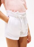 White Linen Blend Shorts  Girls
