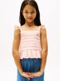 Pink Textured Ruffle Top  Girls