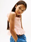 Pink Textured Ruffle Top  Girls