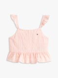 Pink Textured Ruffle Top  Girls