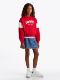 Red Colour-Blocked Varsity Hoody  Girls