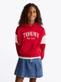 Red Colour-Blocked Varsity Hoody  Girls