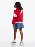 Red Colour-Blocked Varsity Hoody  Girls