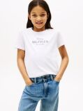 White Glitter Logo Crew Neck T-Shirt  Girls