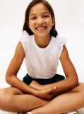 White Broderie Anglaise Sleeve Slim Top  Girls