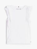 White Broderie Anglaise Sleeve Slim Top  Girls