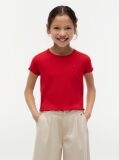 Red Essential Extra Slim Ribbed Short Sleeve Top  Girls