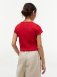 Red Essential Extra Slim Ribbed Short Sleeve Top  Girls