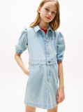 Blue Denim Puff Sleeve Dress  Girls