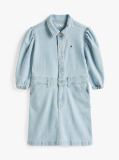 Blue Denim Puff Sleeve Dress  Girls