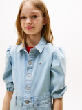 Blue Denim Puff Sleeve Dress  Girls