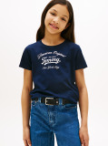 Blue Metallic Logo Slim T-Shirt  Girls