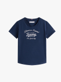 Blue Metallic Logo Slim T-Shirt  Girls