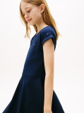 Blue Interlock Fit And Flare Slim Dress  Girls