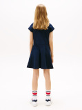 Blue Interlock Fit And Flare Slim Dress  Girls