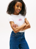 White Metallic Logo Extra Slim T-Shirt  Girls