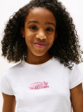 White Metallic Logo Extra Slim T-Shirt  Girls