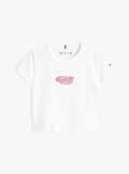 White Metallic Logo Extra Slim T-Shirt  Girls