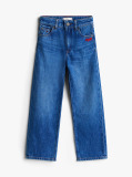 Blue Logo Embroidery Girlfriend Jeans  Girls