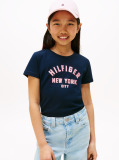 Blue Glitter Curve NYC Logo T-Shirt  Girls
