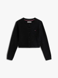 Black Sequin Rib-Knit Slim Cardigan  Girls