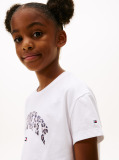 White Varsity Leopard Print Sateen Logo T-Shirt  Girls