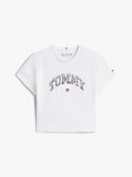 White Varsity Leopard Print Sateen Logo T-Shirt  Girls