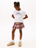 White Varsity Leopard Print Sateen Logo T-Shirt  Girls