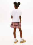 White Varsity Leopard Print Sateen Logo T-Shirt  Girls