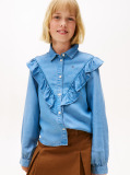 Denim Ruffle Relaxed Fit Blouse  Girls
