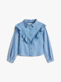 Denim Ruffle Relaxed Fit Blouse  Girls