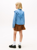 Denim Ruffle Relaxed Fit Blouse  Girls