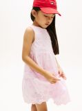 Pink Back Bow Broderie Anglaise Dress  Girls