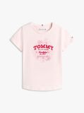 Pink Floral Flock Logo Slim T-Shirt  Girls