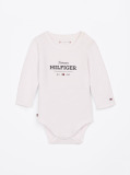 White Hilfiger Monotype Long Sleeve Bodysuit  Newborn