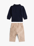 Beige Polo And Pant Giftbox  Newborn