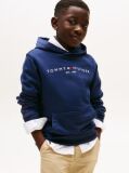 Blue Essential Organic Cotton Hoodie With Logo  Kids Unisex