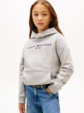 Grey Essential Organic Cotton Hoodie With Logo  Kids Unisex