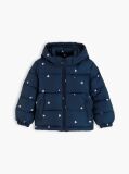 Blue Colour-Blocked Ripstop Hooded Puffer Jacket  Kids Unisex