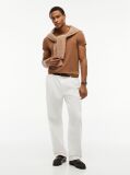 Brown Flag Embroidery Slim Fit T-Shirt  Men