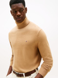 Brown Cotton Cashmere Roll Neck Jumper  Men